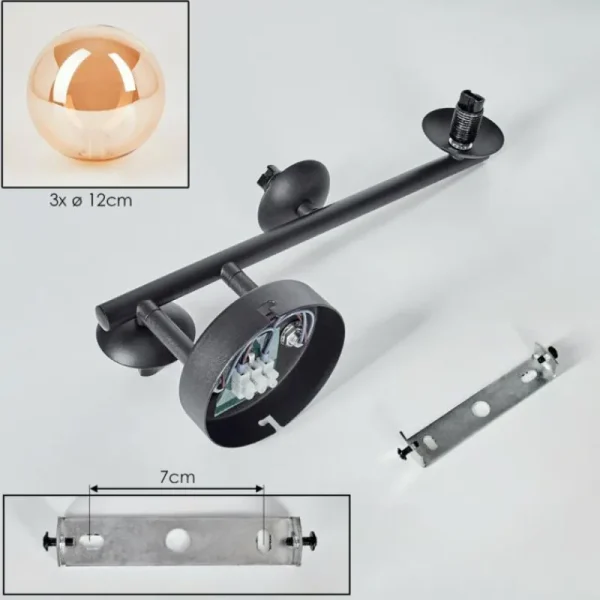 hofstein Chehalis Boule lumineuse, Applique murale Ambre, 3 lumières* Lampes En Verre