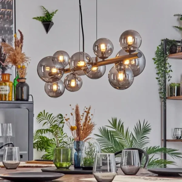 hofstein Chehalis Boule lumineuse, Suspension Fumé, 10 lumières* Lampes Modernes