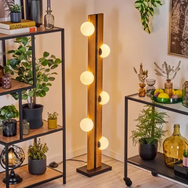 hofstein Chehalis Boule lumineuse, Lampadaire Écru, Noir, 6 lumières* Lampes Modernes