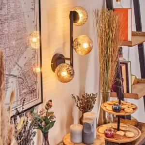hofstein Chehalis Boule lumineuse, Applique murale Ambre, 3 lumières* Lampes Modernes