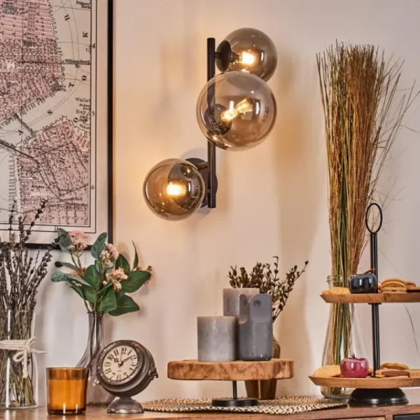 hofstein Chehalis Boule lumineuse, Applique murale 23 cm Fumé, 3 lumières* Lampes Modernes