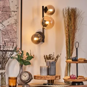 hofstein Chehalis Boule lumineuse, Applique murale 23 cm Ambre, Fumé, 3 lumières* Lampes Modernes