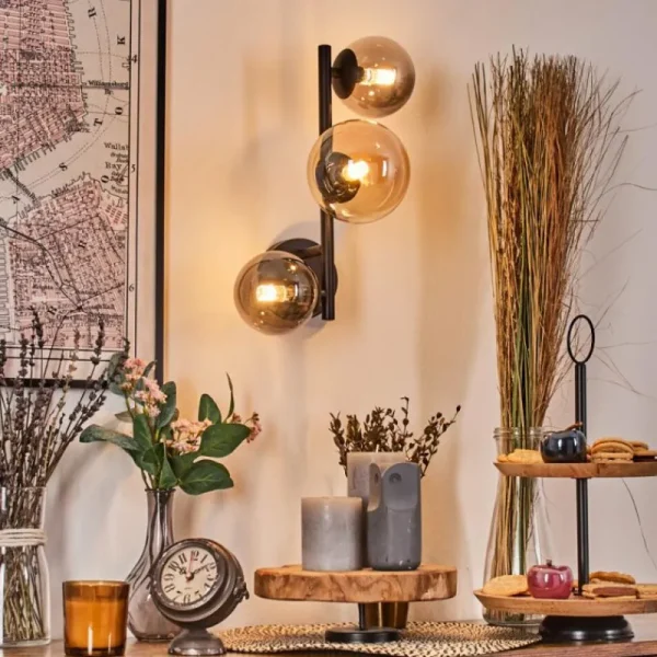 hofstein Chehalis Boule lumineuse, Applique murale 23 cm Ambre, Fumé, 3 lumières* Lampes Modernes