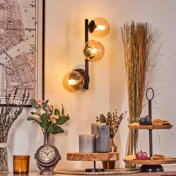 hofstein Chehalis Boule lumineuse, Applique murale Ambre, 3 lumières* Lampes En Verre