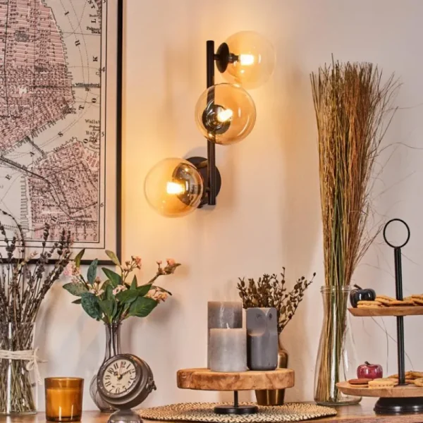 hofstein Chehalis Boule lumineuse, Applique murale Ambre, Clair, 3 lumières* Lampes En Verre