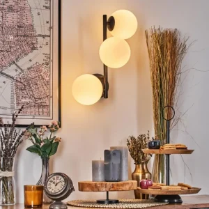 hofstein Chehalis Boule lumineuse, Applique murale 28 cm Blanc, 3 lumières* Lampes En Verre