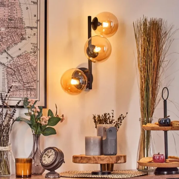 hofstein Chehalis Boule lumineuse, Applique murale Ambre, 3 lumières* Lampes En Verre