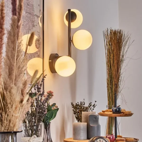 hofstein Chehalis Boule lumineuse, Applique murale Blanc, 3 lumières* Lampes En Verre