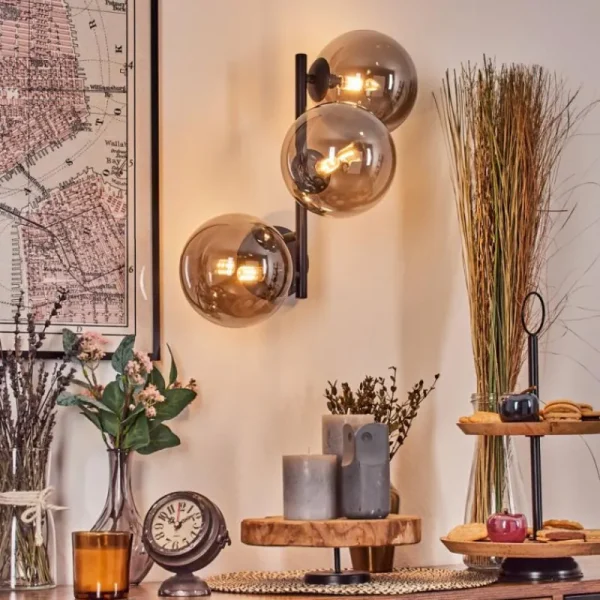 hofstein Chehalis Boule lumineuse, Applique murale Fumé, 3 lumières* Lampes Modernes