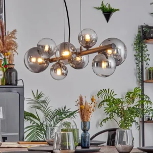 hofstein Chehalis Boule lumineuse, Suspension Clair, Fumé, 8 lumières* Lampes Modernes