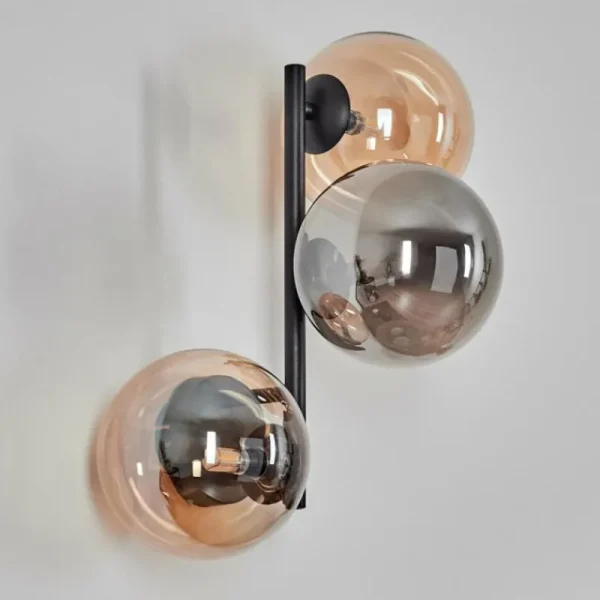 hofstein Chehalis Boule lumineuse, Applique murale Ambre, Fumé, 3 lumières* Lampes Modernes