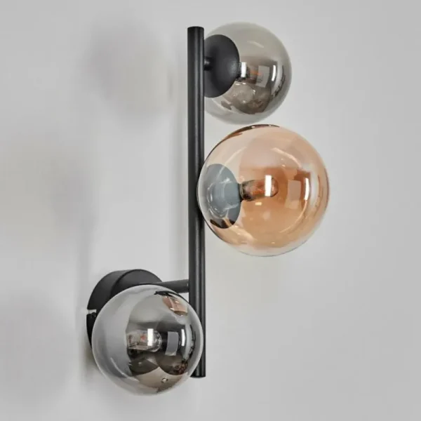 hofstein Chehalis Boule lumineuse, Applique murale 23 cm Ambre, Fumé, 3 lumières* Lampes Modernes