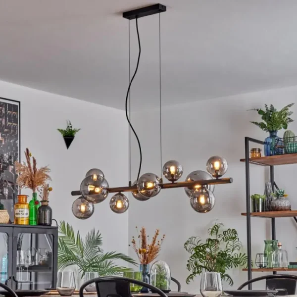 hofstein Chehalis Boule lumineuse, Suspension Fumé, 10 lumières* Lampes Modernes