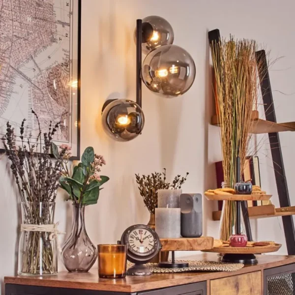 hofstein Chehalis Boule lumineuse, Applique murale 23 cm Fumé, 3 lumières* Lampes Modernes