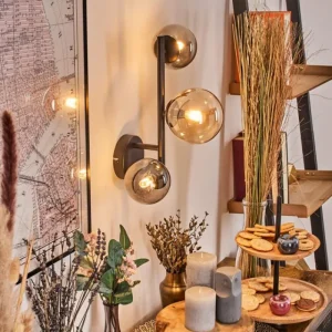 hofstein Chehalis Boule lumineuse, Applique murale 23 cm Ambre, Fumé, 3 lumières* Lampes Modernes