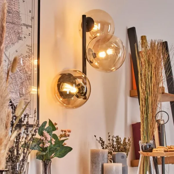 hofstein Chehalis Boule lumineuse, Applique murale 33 cm Ambre, Clair, 3 lumières* Lampes En Verre