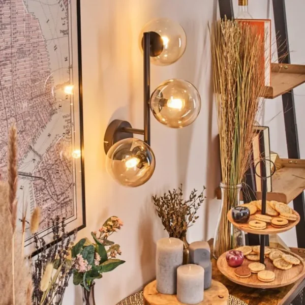 hofstein Chehalis Boule lumineuse, Applique murale Ambre, Clair, 3 lumières* Lampes En Verre