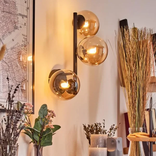 hofstein Chehalis Boule lumineuse, Applique murale Ambre, 3 lumières* Lampes En Verre