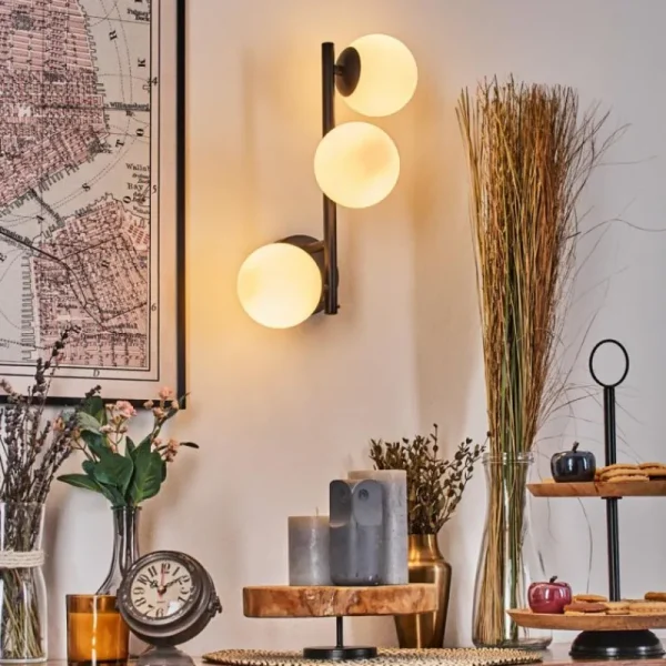 hofstein Chehalis Boule lumineuse, Applique murale Blanc, 3 lumières* Lampes En Verre