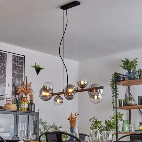 hofstein Chehalis Boule lumineuse, Suspension Clair, Fumé, 8 lumières* Lampes Modernes