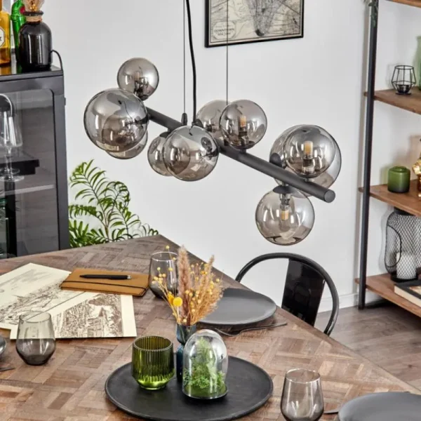 hofstein Chehalis Boule lumineuse, Suspension Fumé, 10 lumières* Lampes Modernes