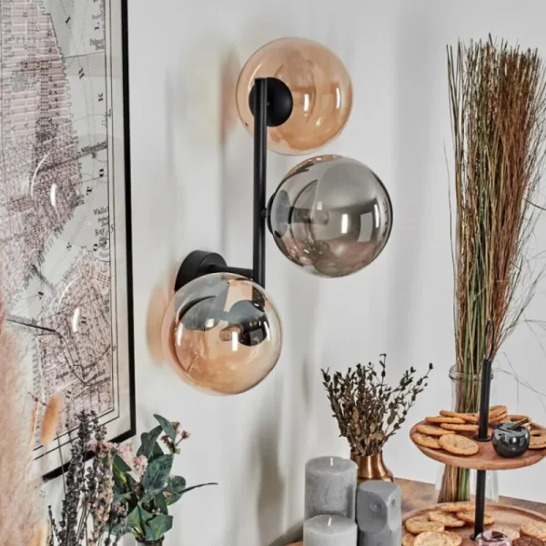 hofstein Chehalis Boule lumineuse, Applique murale Ambre, Fumé, 3 lumières* Lampes Modernes