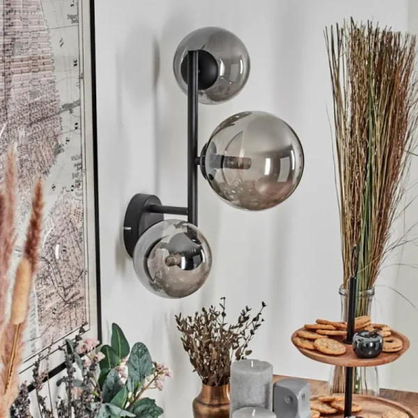 hofstein Chehalis Boule lumineuse, Applique murale 23 cm Fumé, 3 lumières* Lampes Modernes
