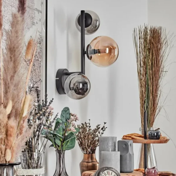 hofstein Chehalis Boule lumineuse, Applique murale 23 cm Ambre, Fumé, 3 lumières* Lampes Modernes