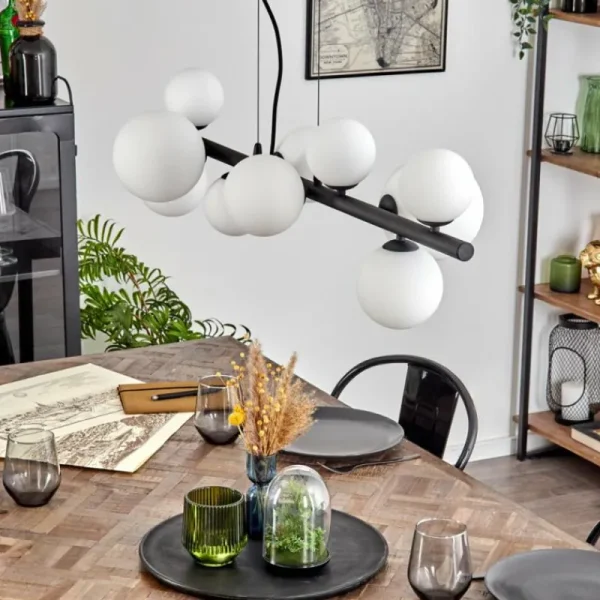 hofstein Chehalis Boule lumineuse, Suspension Blanc, 10 lumières* Lampes En Verre