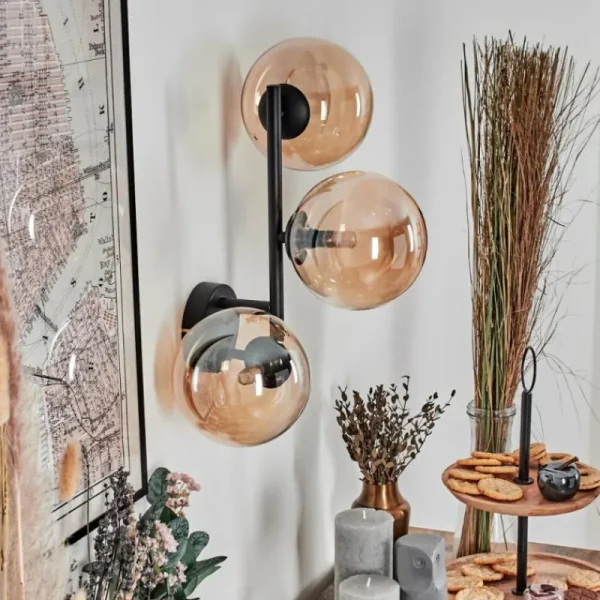 hofstein Chehalis Boule lumineuse Ambre, 3 lumières* Lampes En Verre