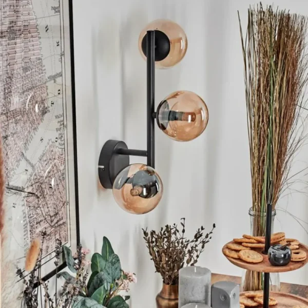 hofstein Chehalis Boule lumineuse, Applique murale Ambre, 3 lumières* Lampes En Verre