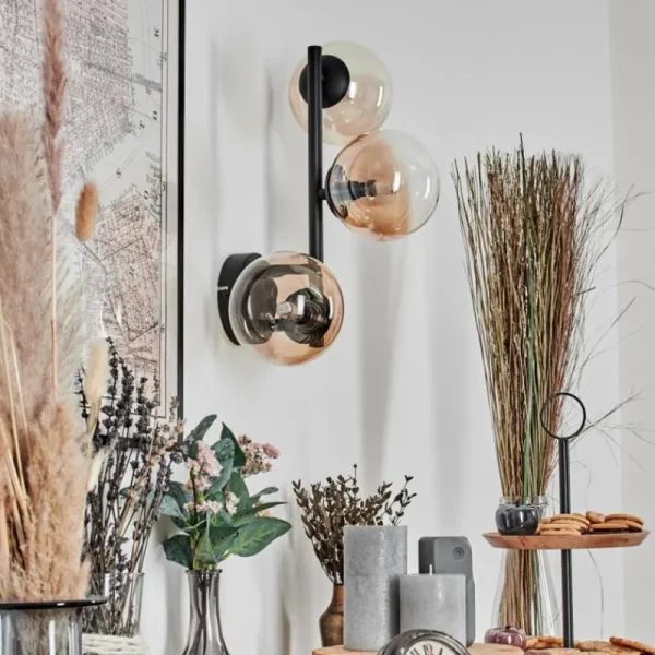 hofstein Chehalis Boule lumineuse, Applique murale Ambre, Clair, 3 lumières* Lampes En Verre