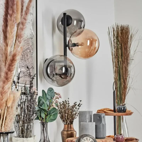 hofstein Chehalis Boule lumineuse, Applique murale Ambre, Fumé, 3 lumières* Lampes Modernes
