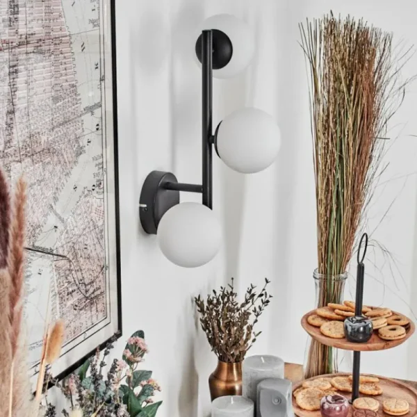 hofstein Chehalis Boule lumineuse, Applique murale Blanc, 3 lumières* Lampes En Verre