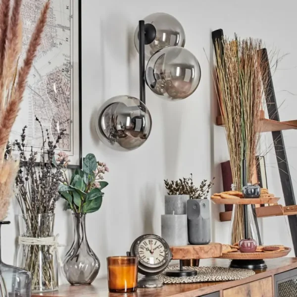 hofstein Chehalis Boule lumineuse, Applique murale Fumé, 3 lumières* Lampes Modernes