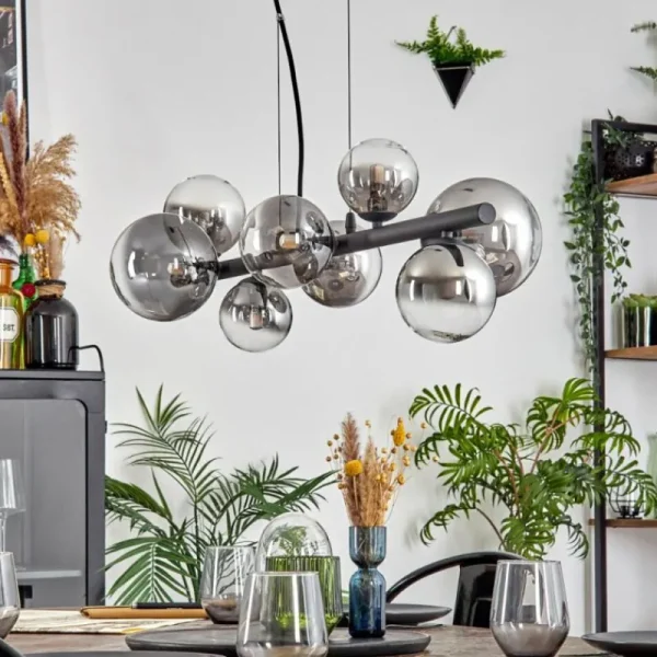 hofstein Chehalis Boule lumineuse, Suspension Clair, Fumé, 8 lumières* Lampes Modernes