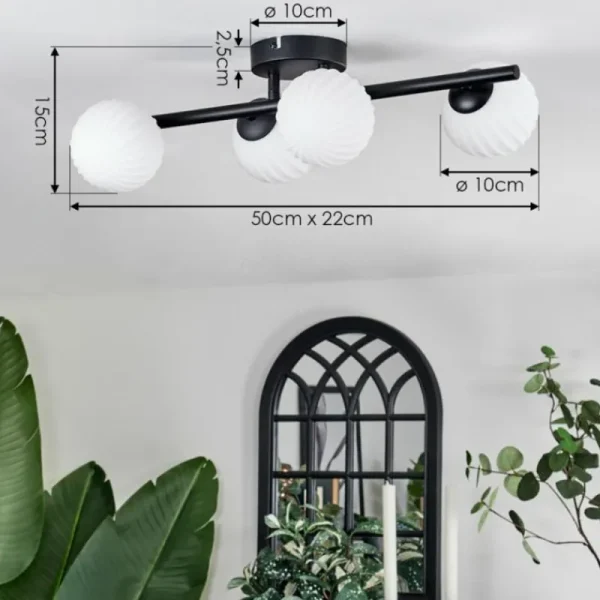 hofstein Chehalis Plafonnier Blanc, 4 lumières* Lampes Modernes