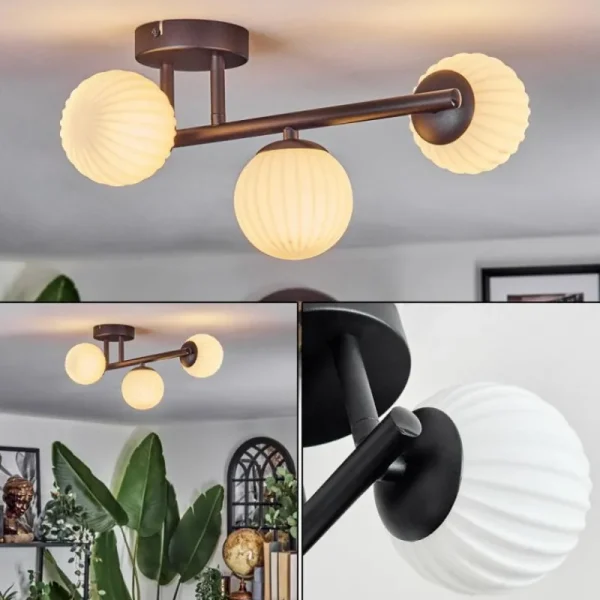 hofstein Chehalis Plafonnier, Boule lumineuse Blanc, 3 lumières* Lampes Modernes