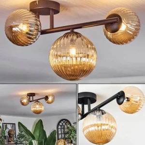 hofstein Chehalis Plafonnier, Boule lumineuse Ambre, 3 lumières* Lampes Modernes