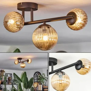 hofstein Chehalis Plafonnier, Boule lumineuse Ambre, 3 lumières* Lampes Modernes