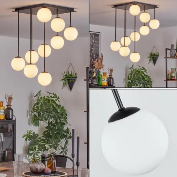hofstein Chehalis Plafonnier, Boule lumineuse Blanc, 9 lumières* Lampes En Verre