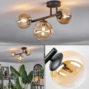 hofstein Chehalis Plafonnier, Boule lumineuse Ambre, Clair, 3 lumières* Lampes En Verre