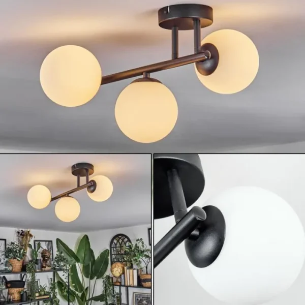 hofstein Chehalis Plafonnier, Boule lumineuse Blanc, 3 lumières* Lampes En Verre