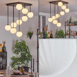 hofstein Chehalis Plafonnier, Boule lumineuse Blanc, 9 lumières* Lampes En Verre
