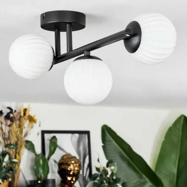 hofstein Chehalis Plafonnier, Boule lumineuse Blanc, 3 lumières* Lampes Modernes