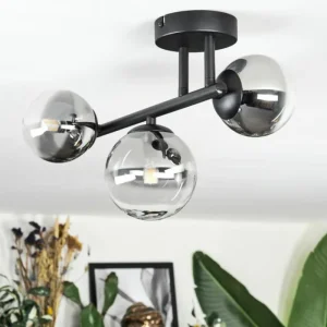 hofstein Chehalis Plafonnier, Boule lumineuse Clair, Fumé, 3 lumières* Lampes Modernes