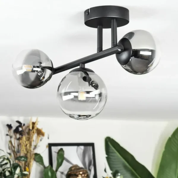 hofstein Chehalis Plafonnier, Boule lumineuse Clair, Fumé, 3 lumières* Lampes Modernes