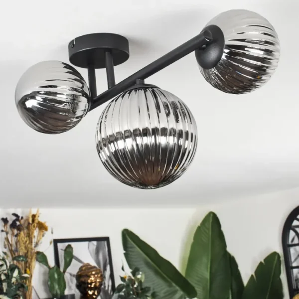 hofstein Chehalis Plafonnier, Boule lumineuse Fumé, 3 lumières* Lampes Modernes