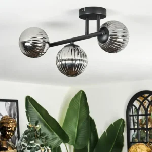 hofstein Chehalis Plafonnier, Boule lumineuse Fumé, 3 lumières* Lampes Modernes