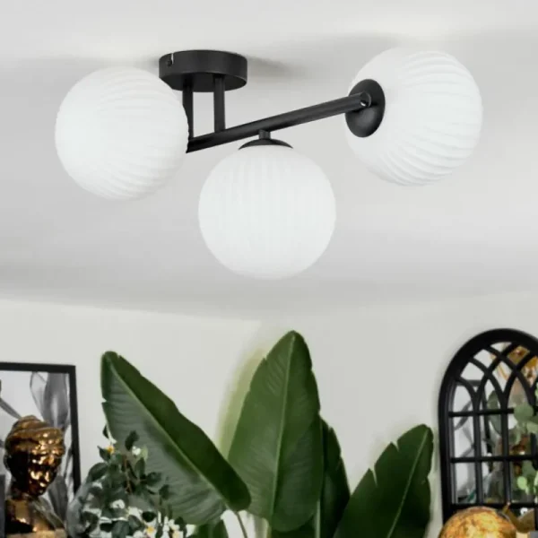 hofstein Chehalis Plafonnier, Boule lumineuse Blanc, 3 lumières* Lampes Modernes